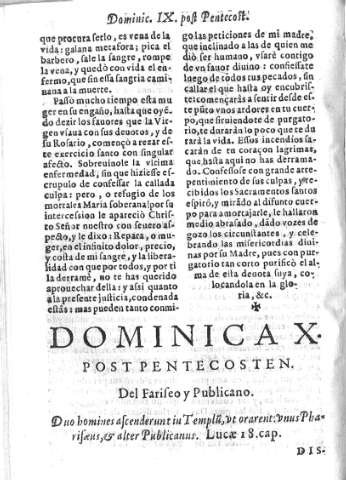 Dominica X post Pentecosten. Del Fariseo y Publicano