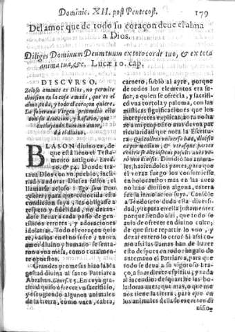 Dominica XII post Pentecosten. Del amor que de todo su coraçon deue el alma a Dios