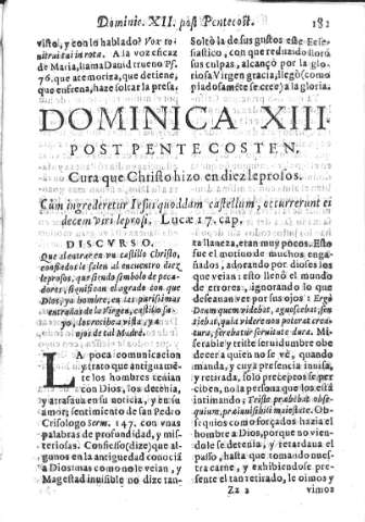 Dominica XIII post Pentecosten. Cura que Christo hizo a diez leprosos   
