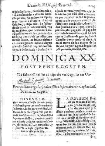 Dominica XX post Pentecosten. Dà salud Christo al hijo vn Regulo en Cafarnaum      