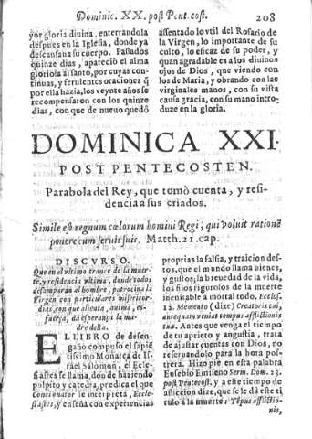 Dominica XXI post pentecosten. Parabola del Rey que tomò cuenta y residencia a sus criados