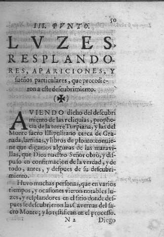 Las luces, resplandores, apariciones, y sueños particulares, que procedieron a este descubrimiento