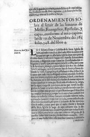 Ordenamientos sobre el servir de las semanas de Missas, Evangelios. Epistolas, y capas ...
