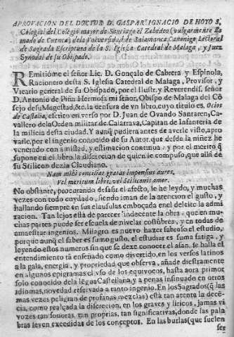 Aprobacion del Doctor D. Gaspar Ignacio De Hoto...