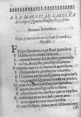 A la Magestad Catolica de Felipe el Quarto Nuestro Rey y Señor.