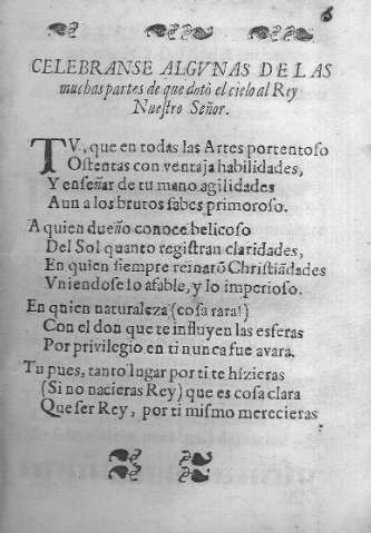 Celebranse algunas de las muchas partes de que doto el cielo al Rey Nuestro Señor