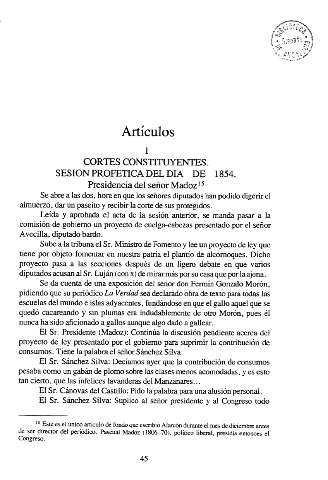 Artículos. 1. Cortes Constituyentes. Sesión profética del día  de  1854      