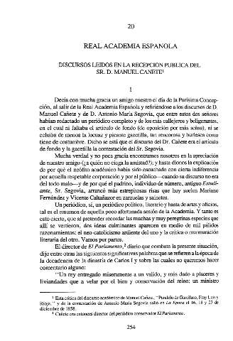 20. Real Academia Española. Discursos leídos en la recepción pública del sr. d. Manuel Cañete