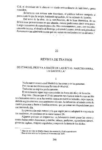 22. Revista de teatros. De cómo el frío va a hacer de las suyas, Narciso Serra. La Gacetilla