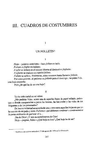 III. Cuadros de costumbres. 1. Un folletín