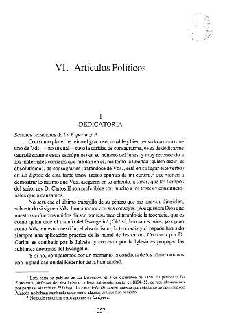VI. Artículos políticos. 1. Dedicatoria