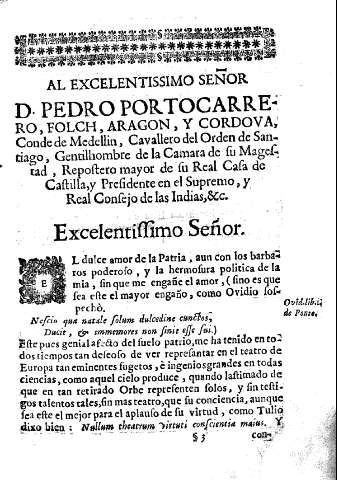 Al excelentissimo señor D. Pedro Portocarrero, Folch, Aragón, y Cordova. Conde de Medellín, ...