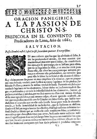 Oracion panegirica a la passion de christo N.S.
