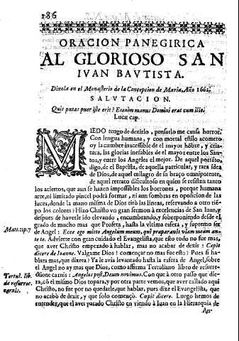 Oracion panegirica al glorioso San Ivan Bautista