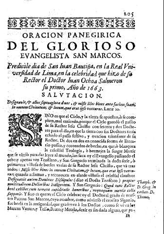 Oracion panegirica del glorioso evangelista San Marcos
