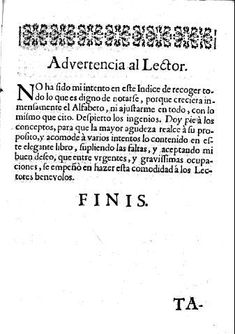 Advertencia al lector.
