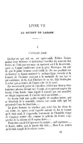Livre VII. Le secret de Lazare