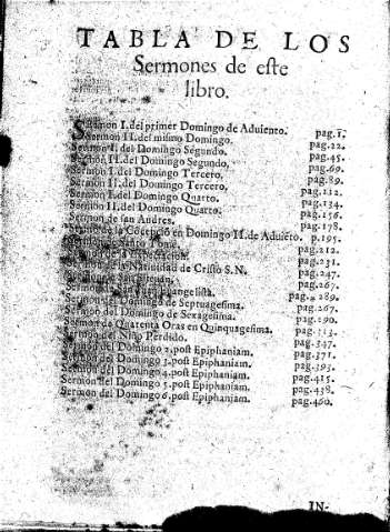 Tabla de los Sermones de este libro