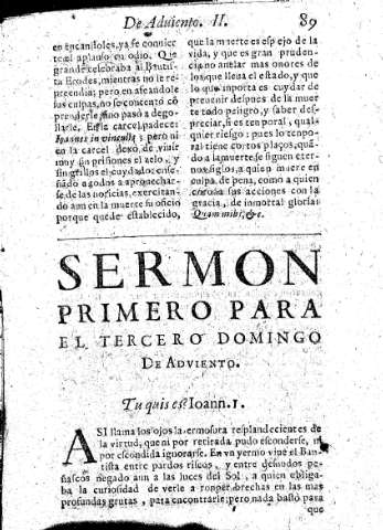 Sermon Primero para el tercero Domingo de Adviento