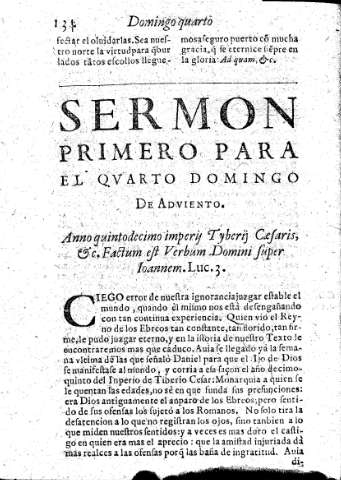 Sermon Primero para el qvarto Domingo de Adviento