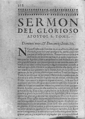 Sermon del glorioso apostol S. Tome