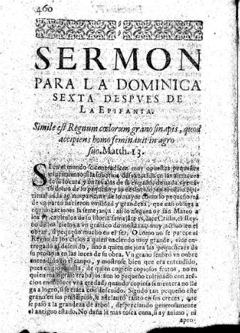 Sermon para la Dominica sexta despves de la Epifania