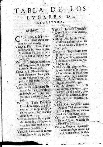 Tabla de los Lvgares de Escritura