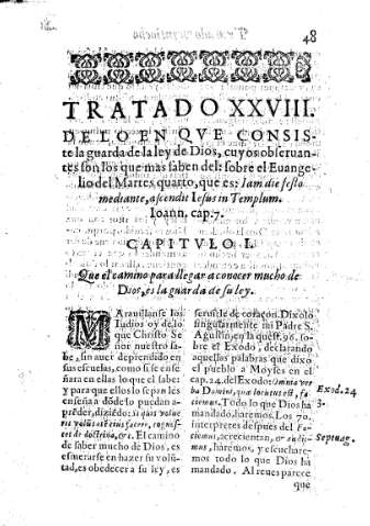 Tratado XXVIII. De lo en qve consiste la guarda de la ley de Dios.