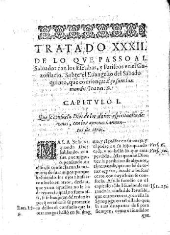 Tratado XXXII. De lo qve passo al Saluador con los Escribas y Fariseos en el Gazofilacio.