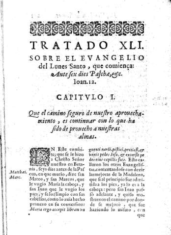 Tratado XLI. Sobre el Evangelio del Lunes Santo