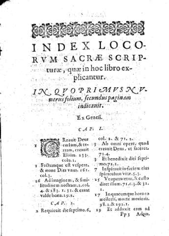 Index locorvm Sacrae Scripturae, quae in hoc libro explicantur.