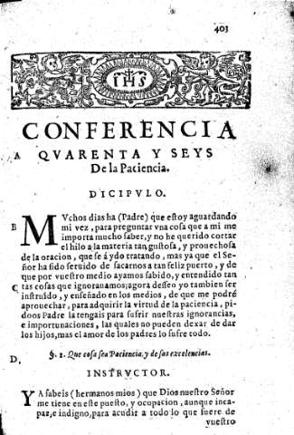 Conferencia qvarenta y seys. De la Paciencia