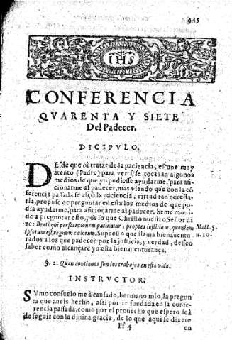 Conferencia qvarenta y siete. Del Padecer