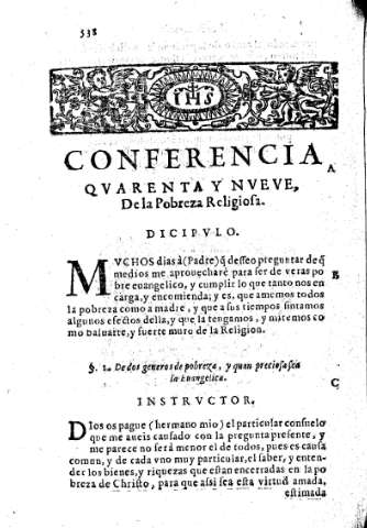 Conferencia qvarenta y nveve. De la Pobreza religiosa