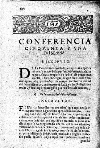 Conferencia cinqventa y vna. Del Silencio