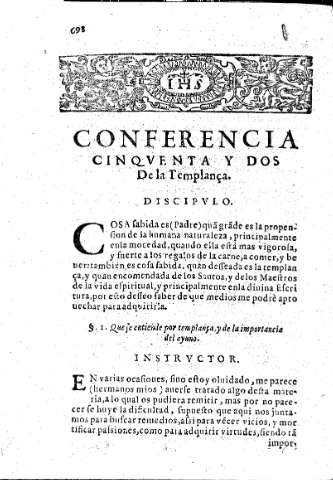 Conferencia cinqventa y dos. De la Templança