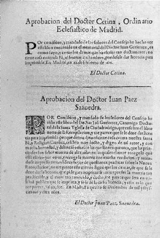 Aprobacion del Doctor Cetina. Ordinario eclesiastico de Madrid