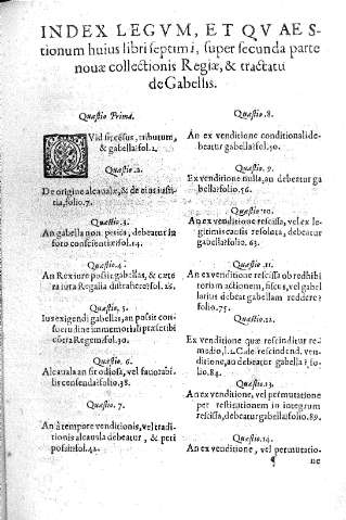 Index legvm, et qvaestionum huius libri septimi