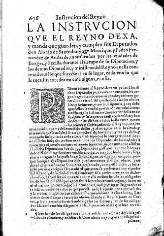 La Instrvcion qve el Reyno dexa, y manda que guarden, y cumplan sus Diputados