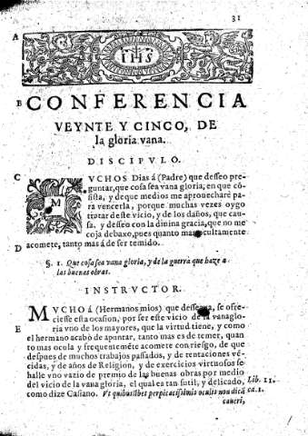 Conferencia veynte y cinco, De la gloria vana