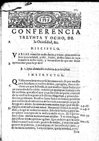 Conferencia treynta y ocho. De la Ociosidad