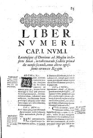 Liber Nvmeri. Cap.I. Nvm.I. Locutusque est Dominus ad Moysen in deserto Sinai