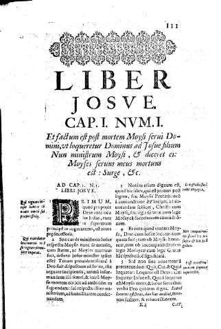 Liber Josve. Cap.I. Nvm.I. Et factum est post mortem Moysi ferui Domini
