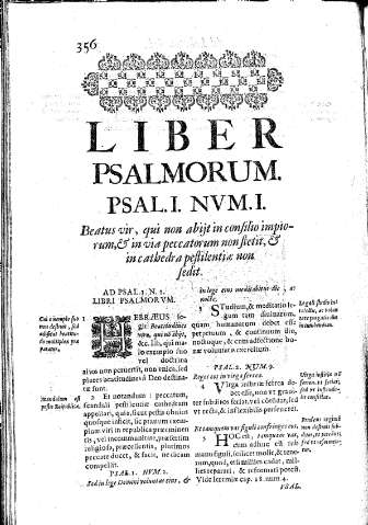 Liber Psalmorum. Psal.I. Nvm.I. Beatus vir, qui non abijt in consilio impiorum