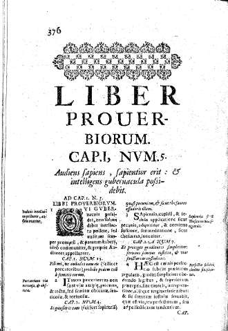 Liber Prouerbiorum. Cap.I, Nvm.5. Audiens sapiens, sapientior erit