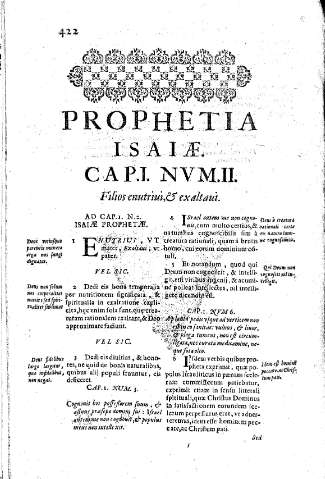 Prophetia Isaiae. Cap.I. Nvm.II. Filios enutriui
