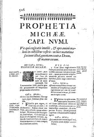 Prophetia Michaeae. Cap.I. Nvm.I. Vae qui cogitatis inutile