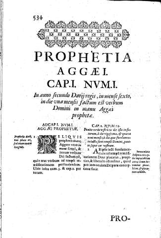 Prophetia Aggaei. Cap.I. Nvm.I. In anno secundo Darij regis