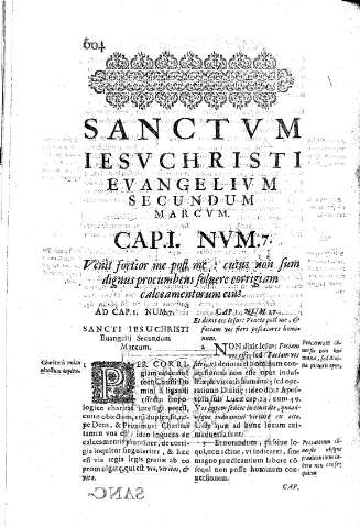 Sanctvm Iesv Christi Evangelivm secundum Marcum. Cap.I. Nvm.7. Venit fortior me post me