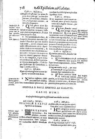 Epistola B. Pavli apostoli ad Galatas. Cap.III. Num.I. O insensati Galatae quis vos fascinauit non obedire veritati